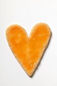 Glazed and sugared heart-shaped biscuit