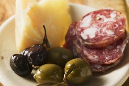 Olives, sausage and Parmesan