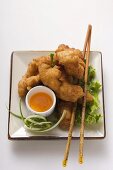 Asian chicken nuggets with apricot sauce