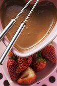 Chocolate fondue with strawberries