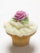 A richly decorated cupcake