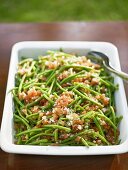 French bean salad with bacon