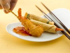 Asian appetisers with prawns