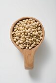 Soya beans in a small wooden bowl