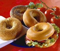 Assorted bagels (one with filling)
