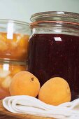 Apricot jam and berry jam