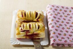 Two raspberry turnovers