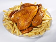 Roast chicken with chips