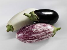 Three different aubergines