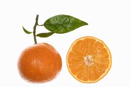 Whole orange and half an orange