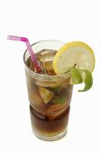 Cuba Libre with lime, lemon and straw
