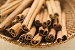 Cinnamon sticks in basket