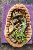 Pizza bread with grilled aubergines