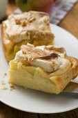 Two pieces of apple meringue cake