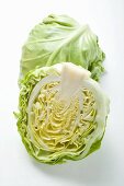White cabbage, halved