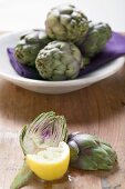 Fresh artichokes and lemon