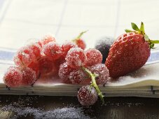 Sugared berries on tea towel