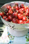 Cherries in colander