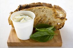 Basil mayonnaise and toasted bread