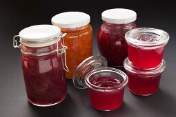 An assortment of jams and jelly in jars