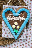 Lebkuchen heart for Oktoberfest (overhead view)