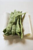Green beans on linen cloth