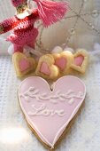 Assorted heart-shaped Christmas biscuits