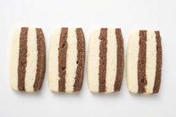 Four striped biscuits in a row