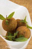 Falafel (chick-pea balls) with fresh mint