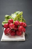 Radishes on linen cloth