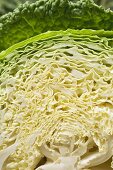 Savoy cabbage, halved (close-up)