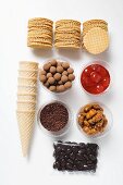 Wafers and ingredients for decorating ice cream desserts