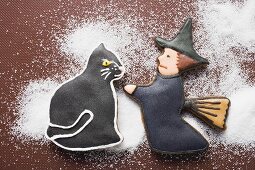 Gingerbread witch and black cat