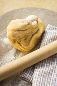 Pasta dough and rolling pin
