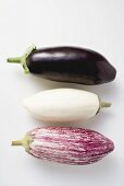 Three different aubergines