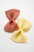 Two farfalle (red and yellow)