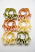 Coloured animal-shaped pasta (elephants)