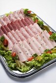 Attractively arranged cold cuts platter