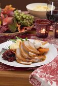 Turkey breast with accompaniments for Thanksgiving (USA)