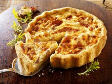 Quiche Lorraine, a slice cut