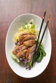 Duck breast on vegetables (Asia)