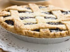 Blueberry pie with pastry lattice