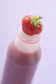 Strawberry drink in plastic bottle