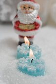 Tealights and Father Christmas (Christmas tree ornament)