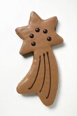 Shooting star biscuit with chocolate icing