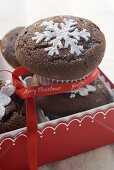 Chocolate muffins to give as a gift (Christmas)
