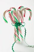 Several candy canes tied together