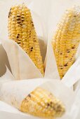 Grilled corn on the cob in greaseproof paper