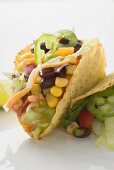 Tacos filled with sweetcorn and beans