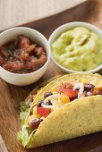 Vegetable tacos, guacamole, salsa (Mexico)